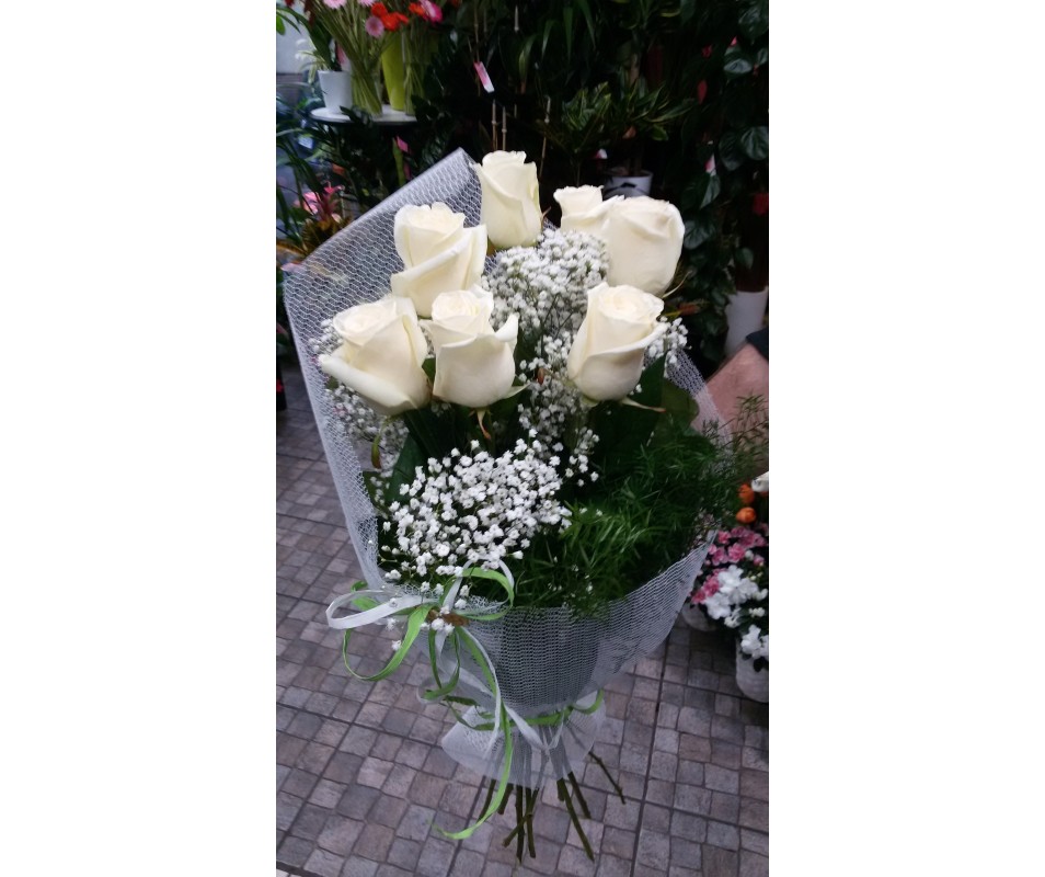 25 Rose Artificiali In Schiuma D-Seven – Bianche, Grigio Argento E Blu Reale, Con Stelo, Per Bouquet E Decorazioni