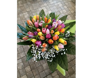 Mazzo di 50 tulipani colorati